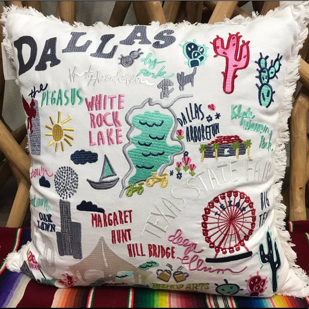 Embroidered Texas pillow